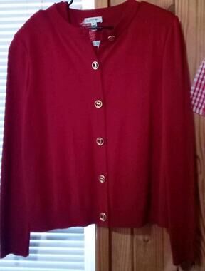 St John Sport Twin Set Sweater / Tank Red Wool/Rayon L